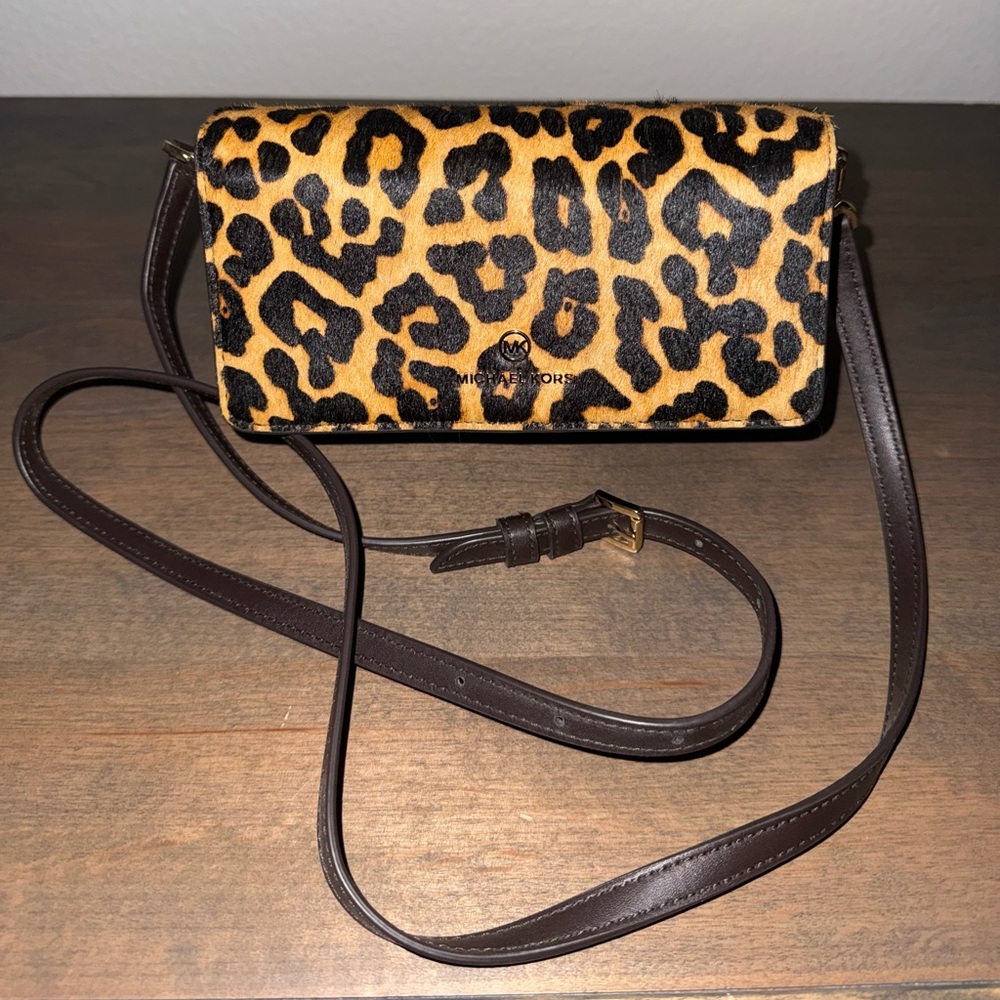 Michael Kors Leopard Print Crossbody Bag - Brown/Black